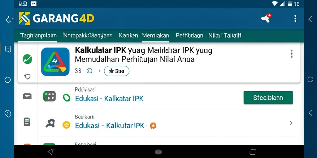 Tampilan antarmuka utama GARANG4D dengan fungsi Kalkulator IPK.