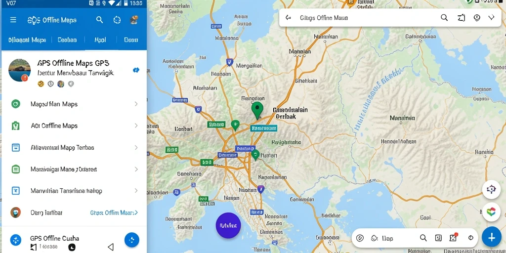 Tampilan antarmuka aplikasi GPS Offline Maps V07 yang intuitif.