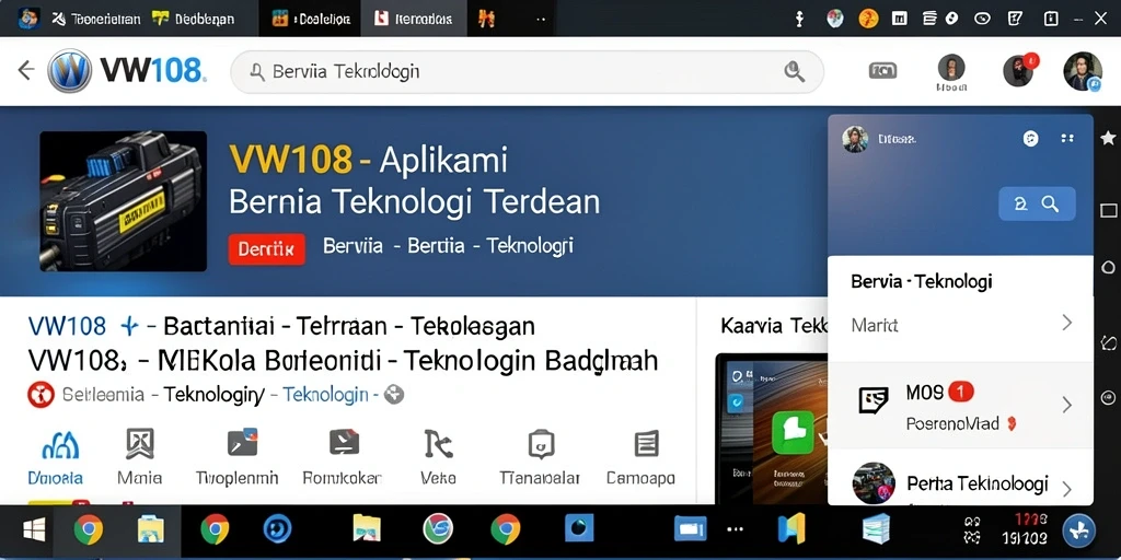 Tampilan antarmuka VW108 dengan berita teknologi terkini.