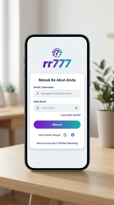 Tampilan halaman login rr777